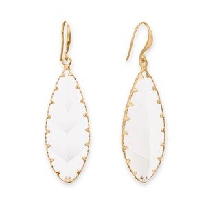 NWT - Gold Tone Etched Leaf Glass French Wire Fashion Earrings